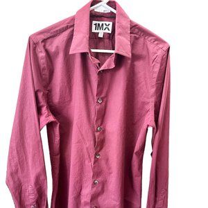 Express 1MX Mens Dress Shirt Red Size Medium Fitted Long Sleeves Pre-owned